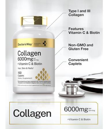 Doctor's Way Collagen Complex | 150 Caplets | with Vitamin C and Biotin | Non-GMO Gluten Free Supplement - Buy Online on GoSupps.com