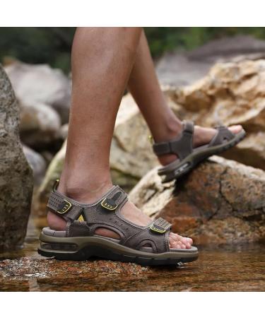 Outpro Men's Waterproof Outdoor Sports Sandals - Lightweight Leather Trekking & Hiking Sandals with Velcro Fastener - Size 45 EU - Perfect for Summer Adventures - Buy Online on GoSupps.com