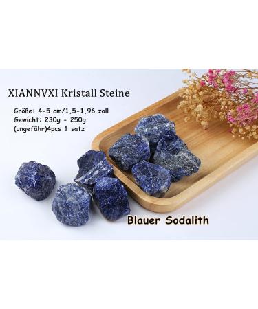 Xiannvxi 2 Blue Sodalite Gemstones Healing Crystals Set | 100% Natural Water Stones for Enhanced Wellness - 4pcs C-Blue Sodalite (0.55lb) - Buy Online on GoSupps.com