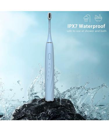 SANTALA UltraSonic Electric Toothbrush | 6 Brush Heads | Waterproof | 5 Modes | 100 Days Battery Life | 48000 VPM Motor | Blue - Buy Online on GoSupps.com