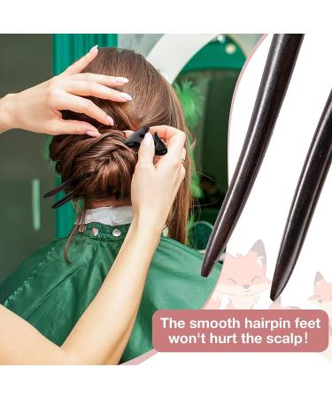 Noverlife 2PCS Natural Sandalwood Hair Sticks with Cute Fox Design - Handmade 2-Prong Wood Hair Pins for Thick & Thin Hair - Buy Online on GoSupps.com