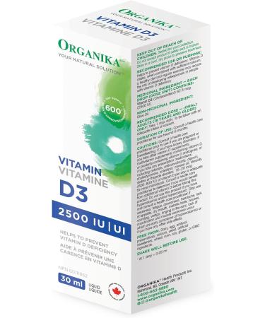 Organika Vitamin D3 Liquid 2500IU- Olive Oil Base Immune System Support- 30ml Nutritional Supplement - Buy Online on GoSupps.com