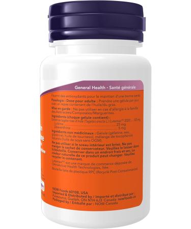 Now Foods Lutein 25mg and Zeaxanthin 5mg 60gels - Buy Online on GoSupps.com