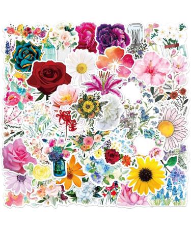100pcs Flower Stickers Pack - Cute Vinyl Aesthetic Trendy Waterproof Decals for Water Bottle, Laptop, Phone - Ideal Flower Gifts for Women, Teens, Girls - Hydroflask Scrapbooking Stickers - Buy Online on GoSupps.com