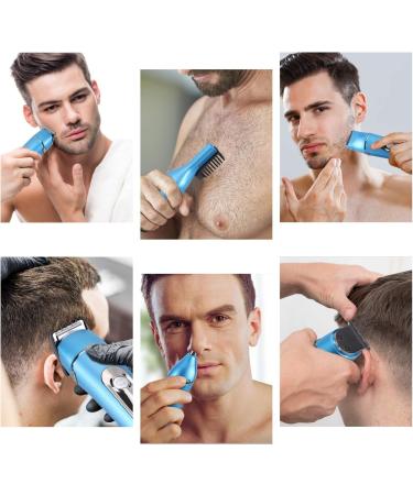 Hair Clippers Mens Professional Cordless Hair Clipper 10-in-1 Electric Hair Trimmer Beard Trimmer and Body Groomer with 7 Attachments/Charging Socket/Waterproof (Blue) - Buy Online on GoSupps.com