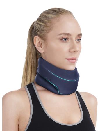 Neck Brace for Neck Pain and Support - Soft Foam Cervical Collar for Sleeping - Wraps Keep Vertebrae Stable and Aligned for Relief of Cervical Spine Pressure for Women & Men (Blue-M) Blue M