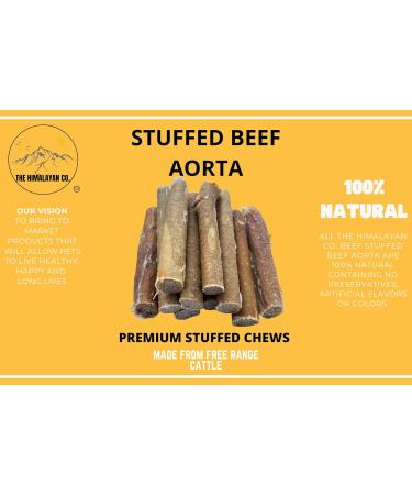 Beef Stuffed Beef Aorta for Dogs - Stuffed Beef Aorta Dog CHEW Treat - *(6 INCH 10 Pack 500 Grams Approx.)* - 100% Natural - Beef Treat for Dogs - Dental CHEW - HIGH in Minerals and Protein - Buy Online on GoSupps.com