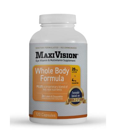 MaxiVision AREDS 2 Whole Body Formula - AREDS 2 Eye Vitamins w/Lutein and Zeaxanthin - for Macular Support - Eye Supplements for Eye Strain - 120 Capsules Count 1 Bottle