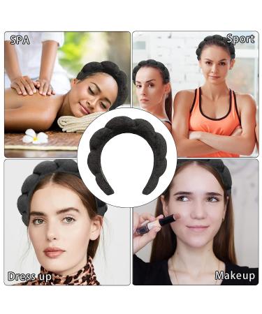 Sponge Spa Headband for Women | Terry Cloth Hair Band for Skincare & Makeup Removal - Black - Buy Online on GoSupps.com