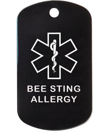Bee Sting Allergy Medical Alert ID Necklace - Black Tag Red Silencer 30-Inch Chain | 154 Color Options - Buy Online on GoSupps.com
