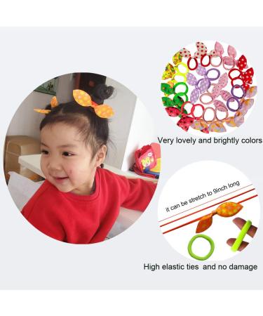 Himeeu 40 PCS Rabbit Ear Hair Ties for Girls and Women - No Crease Ponytail Holders - Random Colors - Buy Online on GoSupps.com
