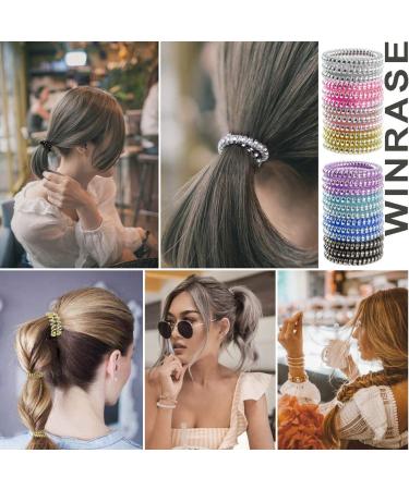 Winrase Colorful Spiral Phone Cord Hair Ties - 24pcs Hair Coil Ponytail Holders for Women and Girls - Buy Online on GoSupps.com