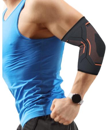 ACWOO Elbow Support Strap XL - Anti-Slip Compression Brace for Tennis Elbow, Tendonitis & Arthritis - Orange Sports Sleeve for Powerlifting & Bodybuilding - Buy Online on GoSupps.com