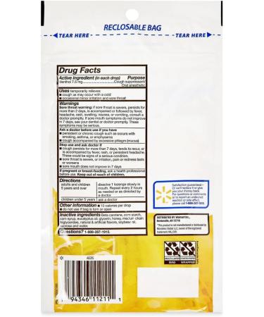 Honey Lemon Cough Drops - Sore Throat & Cough Relief with Menthol 7.5 mg 30 Count - Soothing Menthol Cough Suppressant 30 Drops (Pack of 1) - Buy Online on GoSupps.com