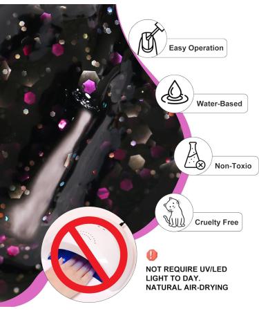 Glitter Nail Polish - Jelly Nail Polish - Black Translucent Nail Varnish with Glitter - Quick Dry Nail Varnish - Sequins Long Lasting Chip Resistant Nail Polish for Women Girls DIY Nail Art black glitter - Buy Online on GoSupps.com