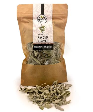 Arselia Sage Leaves | Premium Wild | Whole Meditteranean Sage Leaf | Cooking & Tea & Smudge Sage Leaves | All Green | 3 oz. 3.0 Ounces