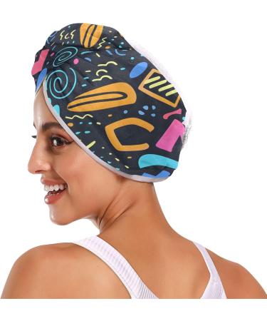 Super Absorbent Seamless Abstract Hair Towels 2 Pack | Quick Dry Hair Turbans for Women & Girls - Buy Online on GoSupps.com