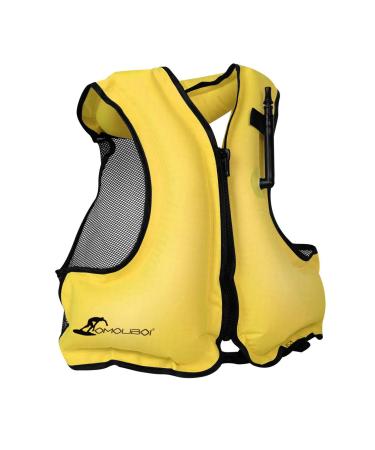 OMOUBOI Floatage Jackets Inflatable Snorkel Vest Adult Swimming Jacket for Diving Surfing Swimming Outdoor Water Sports Suitable for 90-220lbs (Yellow)