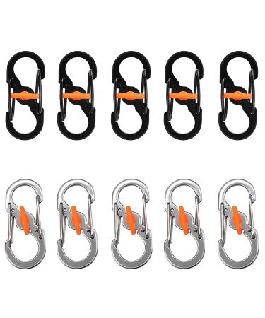 Dher S Outdoor Camping hook mini s clip backpack 10 pieces S-shaped carabiner anti-theft and anti-drop closure clip made of stainless steel mini-S-shaped can be used outdoors