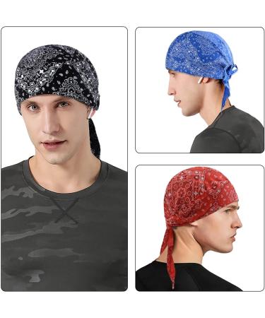 TAFACE 3-Piece Sports Bandanas Set - Breathable Adjustable Caps for Cycling Gym & More | Black Blue Red Patterns - Buy Online on GoSupps.com