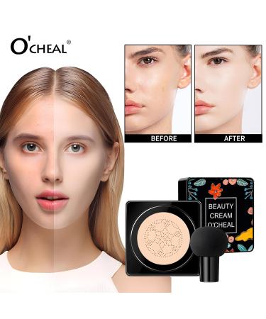 O'CHEAL Mushroom Head Air Cushion CC Cream BB Cream Foundation Cream for Face Makeup Concealer Cushion for Face Comestics Make Up Long-Lasting Cushion Compact 01#IVROY - Buy Online on GoSupps.com