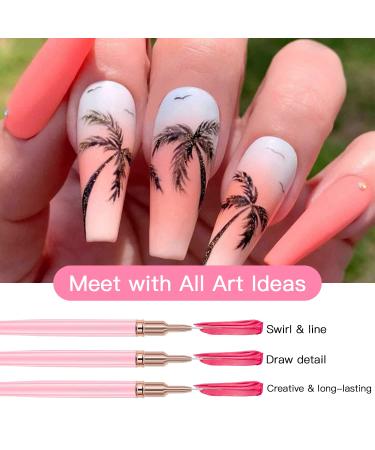 Nail Art Liner Brushes Set - 5Pcs Fine Drawing Tools for Long Lines & Details - Buy Online on GoSupps.com