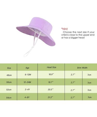 LANGZHEN Baby Girls Adjustable Sun Protection Hat | Wide Brim Toddler Kids Play Hat with Chin Strap - Light Purple XL - Buy Online on GoSupps.com