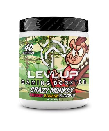 LevlUp Crazy Monkey Gaming Booster Energy Focus and Concentration Drink for Gamers with Taurine Caffeine L-Tyrosine and Vitamin B12 Cherry and Banana Flavour 320 g 40 Servings