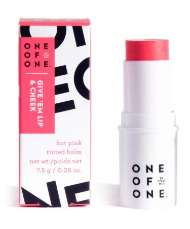 One of One by C'est Moi Give 'Em Lip (& Cheek) Tinted Balm | Provides Creamy Hydration and a Radiant Flush with Shea Butter + Antioxidant Oils | Smart Mouth: Hot Pink | 7.5 g / 0.26 oz