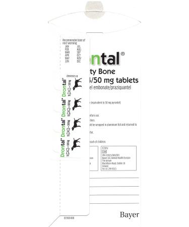 Drontal Dog Tasty Bone 150/144/50 mg Tablets (24 pack) - Buy Online on GoSupps.com