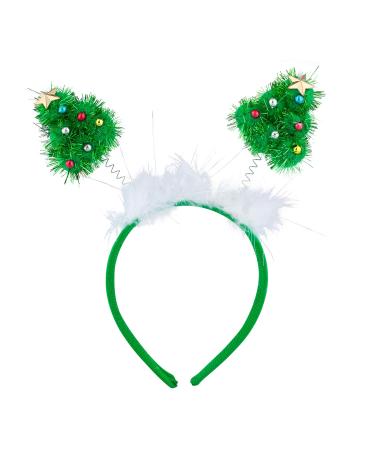 Lux Accessories Christmas Tree Star Tinsel White Fluffy Fur Fashion Headband