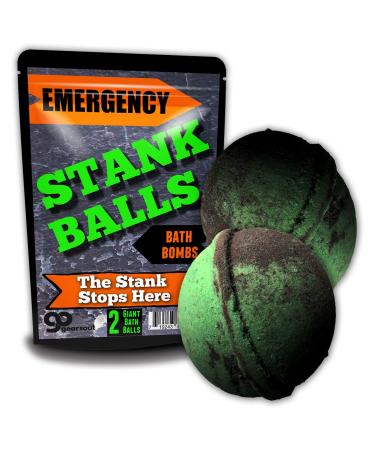 Emergency Stank Balls Bath Bombs - Funny Bath Bombs for Men - XL Bath Fizzers  Black and Green Marbled  Handcrafted in the USA