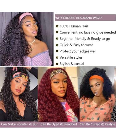 26 Inch Water Wave Headband Wig | Human Hair | Brazilian Virgin Hair | Natural Color | Machine Made | for Black Women - Buy Online on GoSupps.com