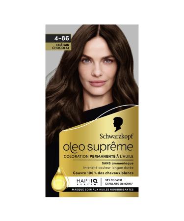 Schwarzkopf - Ol o Supr me - Chocolate Brown - 4-86 - Permanent Oil-Based Hair Color - Ammonia Free - Long-Lasting Color Intensity - 100% Coverage of White Hair - HAPTIQ System