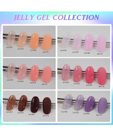 LZHNB 28 Pcs Jelly Neutral Gel Nail Polish Set | Fall Colors UV LED Soak Off Kit for Home DIY | Semi-Transparent Nude, Pink, Grey, Brown Shades | 6ml+10ml - Buy Online on GoSupps.com