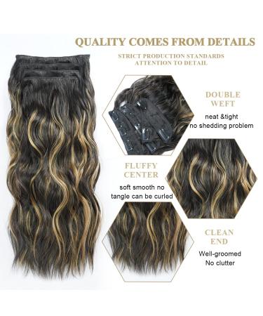 Ombre Clip in Hair Extensions - Dark Roots Balayage Highlight, 20 Inch Chocolate Brown to Caramel Blonde - R4/68H268A - Buy Online on GoSupps.com