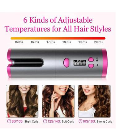 GeRRiT Cordless Automatic Hair Curler Set - Ceramic Wireless Curling Iron Wand Rechargeable & Portable Auto Shut-Off - Perfect for International Shipping - Buy Online on GoSupps.com