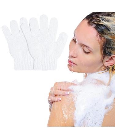 Healifty Exfoliating Gloves Five Finger Gloves Soft Bath Towel (White) 8 Pack