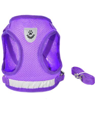 Buy Femax Soft Mesh Dog Harness & Linen Set - Adjustable Reflective Breathable for Puppies & Cats (Chest 35-40 cm) - Perfect for Walking Running & Training - Purple - Buy Online on GoSupps.com