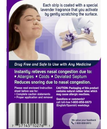 Breathe Right Lavender Scented Nasal Strips - 26 Count x 2 Packs for Drug-Free Nasal Congestion Relief - Buy Online on GoSupps.com