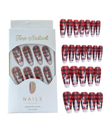 Press on Nails Long Press on Nails with Spider Web Pattern - Halloween False Nails Various Sizes for Ball Wedding Home Pochy Scottish Deer