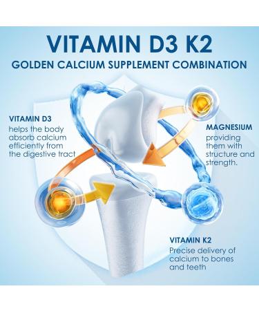 NATURE TARGET Vitamin D3 K2 with Calcium & Magnesium - 6-in-1 Complex - Max Strength for Bone, Heart & Immune - 5000 IU Vitamin D3, 120 mcg K2, Gluten-Free, 120 Servings 120 Count (Pack of 1) - Buy Online on GoSupps.com