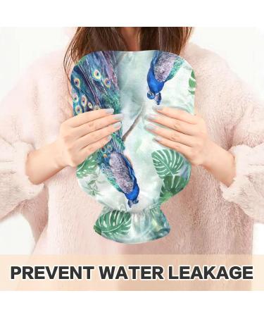 Hot Water Bottle with Cover - Peacock Leaves Design BPA Free 2L Large for Pain Relief | Ideal for Bed Hands & Feet - Buy Online on GoSupps.com