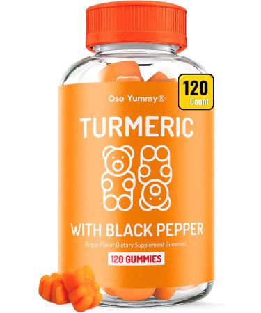 (2 Month) Turmeric Curcumin with Black Pepper & Ginger for Adults and Kids Gummies Chewable Vitamins Turmeric Ginger Supplement Turmeric Gummies Turmeric Ginger Pepper 120 Count (Pack of 1)
