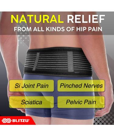 BLITZU Sacroiliac SI Hip Belt for Men and Women - Lower Back Support & Pain Relief - Compression Hip Brace for Joint, Lumbar, Sciatica - S-M Size - Buy Online on GoSupps.com