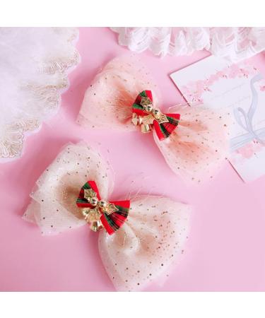 Big Bow Barrette Gauze Bowknot Hair Clips Christmas Bows Hair Side Clips Mesh Bow Bangs Clip Gauze Bow Hair Side Clip