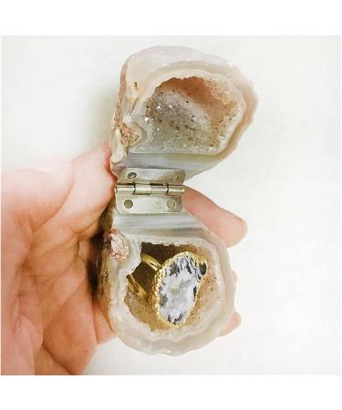 Natural Crystal Rough Natural Handmade Agate Geode Ring Box Rough Agate Cornucopia Quartz Crystal Cluster Crystal Stone Women Crystal - Buy Online on GoSupps.com