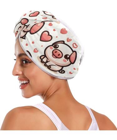 Buy Cute Pig Hair Towel 2 Pack - Super Absorbent Quick Dry Hair Turbans for Women & Girls | International Shipping - Buy Online on GoSupps.com