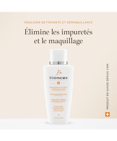 Biences Swiss Cosmetics - Cleansing Milk & Facial Cleanser with Sweet Almond Oil Aloe Vera and Chamomile - 100/100 Yuka & 99.94% Natural - Suitable for Sensitive Skin - 100% Swiss - 250ml - Buy Online on GoSupps.com