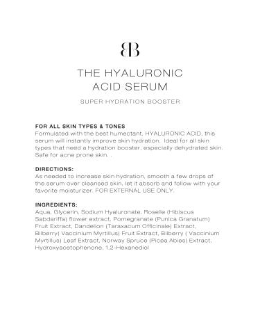 BIBA DE SOUSA Hyaluronic Acid Serum for Face - Hydrating Anti-Aging Formula for Sensitive & Acne-Prone Skin (1 Oz) - Fast Worldwide Shipping - Buy Online on GoSupps.com